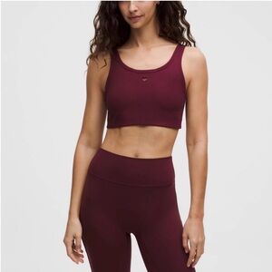 Lululemon Nulu Ribbed Scoopneck Bra with Heart Cutout Burgundy red size XL